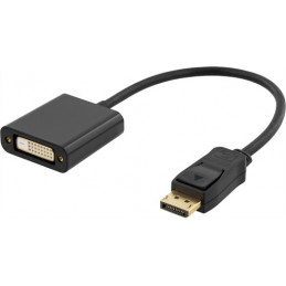 Deltaco DP-DVI14-K videokaapeli-adapteri 0,2 m DisplayPort DVI-I Musta