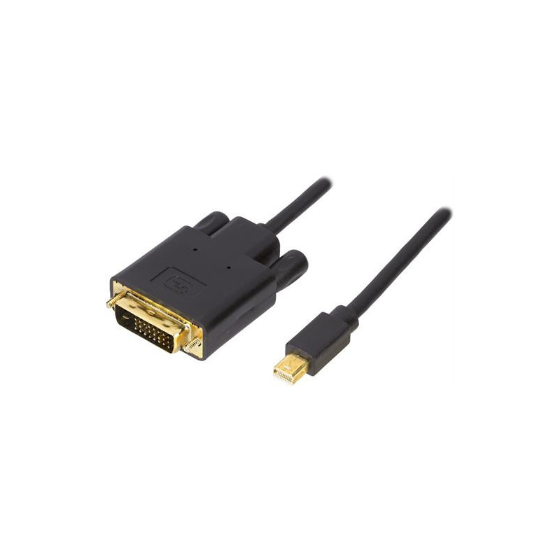 Deltaco DP-DVI202 videokaapeli-adapteri 2 m Mini DisplayPort DVI Musta