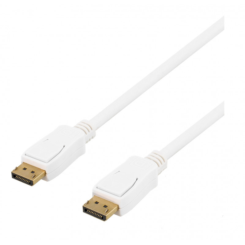 Deltaco DP-1021D DisplayPort-kaapeli 2 m Valkoinen