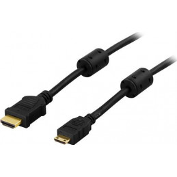 Deltaco HDMI-1056 HDMI-kaapeli 5 m HDMI Type C (Mini) HDMI-tyyppi A (vakio) Musta