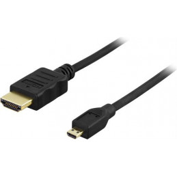 Deltaco HDMI-1033 HDMI-kaapeli 3 m HDMI-tyyppi D (mikro) HDMI-tyyppi A (vakio) Musta