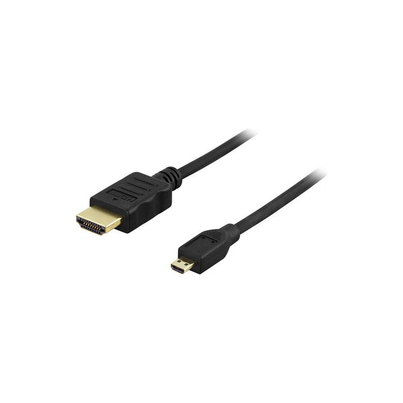 Deltaco HDMI-1033 HDMI-kaapeli 3 m HDMI-tyyppi D (mikro) HDMI-tyyppi A (vakio) Musta