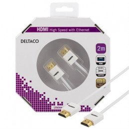 Deltaco HDMI-1092A-K HDMI-kaapeli 2 m HDMI-tyyppi A (vakio) Valkoinen