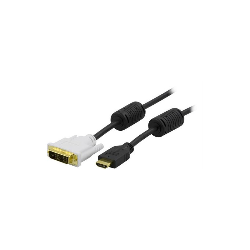 Deltaco HDMI-109 videokaapeli-adapteri 0,5 m HDMI-tyyppi A (vakio) DVI Musta, Valkoinen