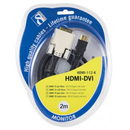 Deltaco HDMI-112-K videokaapeli-adapteri 2 m Musta, Valkoinen