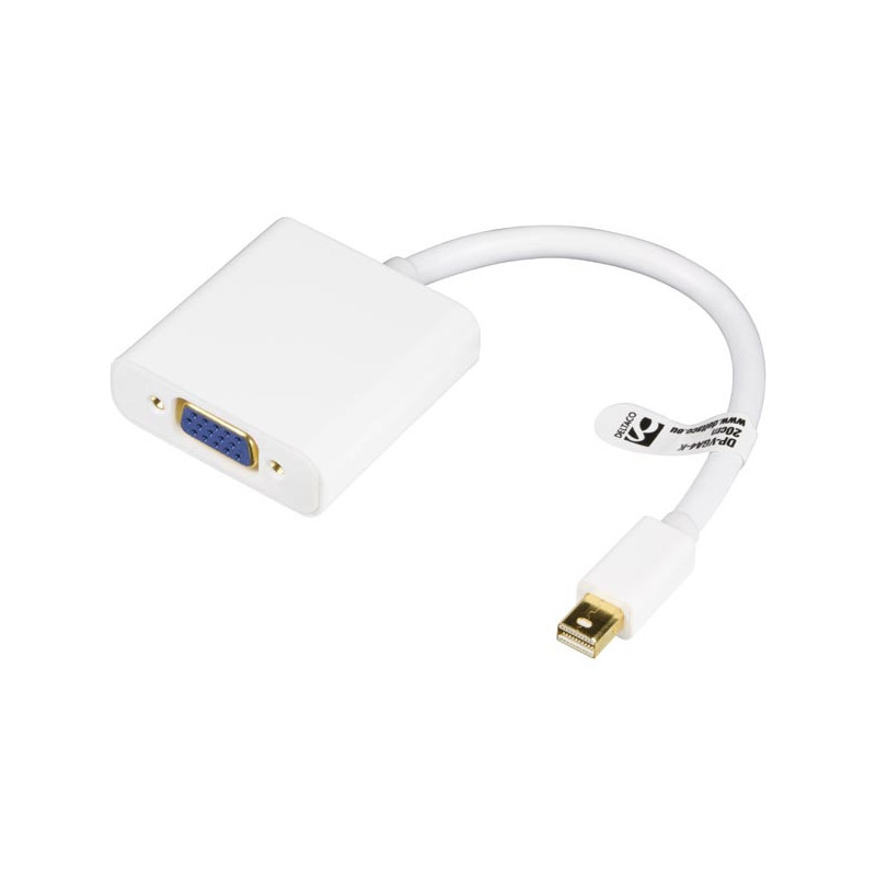 Deltaco DP-VGA4-K videokaapeli-adapteri 0,2 m VGA (D-Sub) Mini DisplayPort Valkoinen