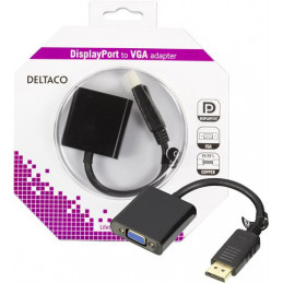 Deltaco DP-VGA7-K videokaapeli-adapteri 0,2 m DisplayPort VGA (D-Sub) Musta