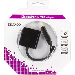 Deltaco DP-VGA7-K videokaapeli-adapteri 0,2 m DisplayPort VGA (D-Sub) Musta