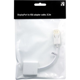 Deltaco DP-VGA8 videokaapeli-adapteri 0,2 m DisplayPort VGA (D-Sub) Valkoinen