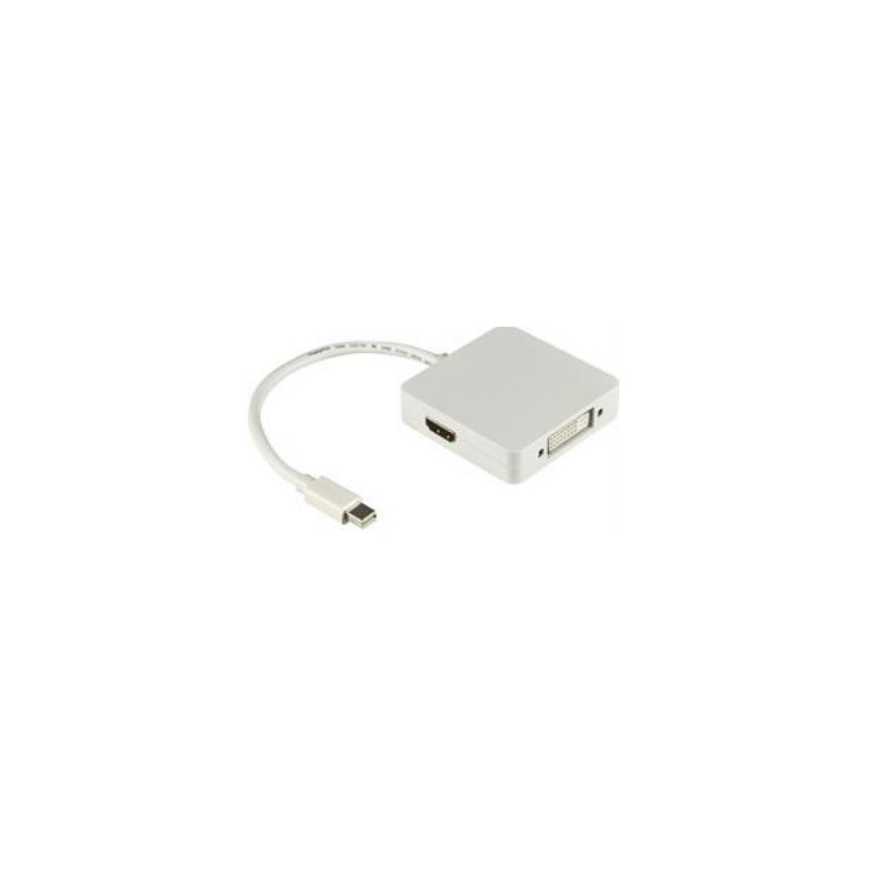 Deltaco DP-MULTI1 videokaapeli-adapteri 0,2 m Mini DisplayPort DisplayPort + DVI + HDMI Valkoinen