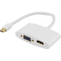 Deltaco DP-HDMIVGA1-K cable gender changer miniDisplayPort HDMI, VGA Valkoinen