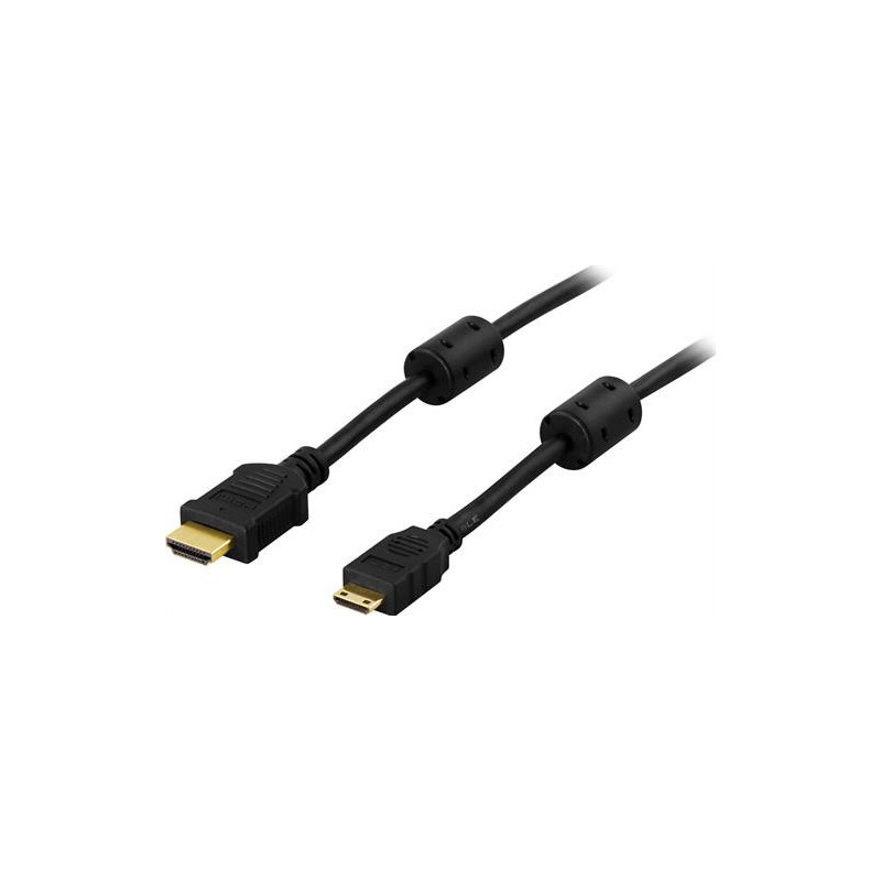 Deltaco HDMI-1016 HDMI-kaapeli 1 m HDMI Type C (Mini) HDMI-tyyppi A (vakio) Musta