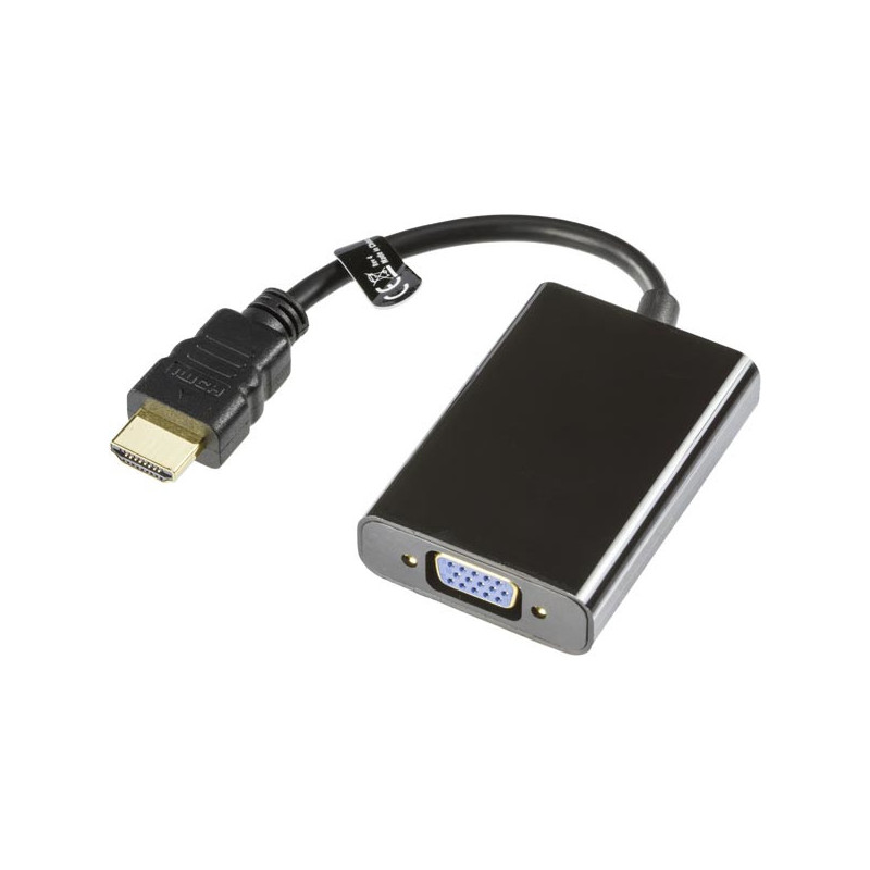 Deltaco HDMI-VGA7 videokaapeli-adapteri 0,2 m VGA (D-Sub) + Micro USB Type-B Musta