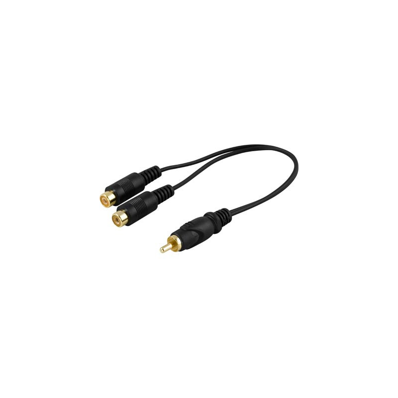 Deltaco MM-20 cable gender changer 1x RCA 2x RCA Musta