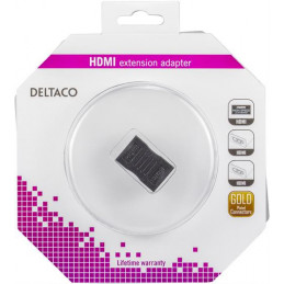 Deltaco HDMI-12-K cable gender changer 19-pin HDMI Type A Musta