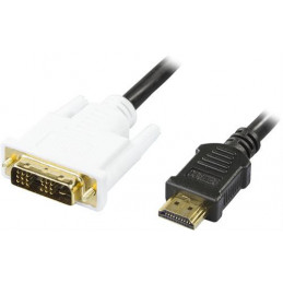 Deltaco HDMI-113-K videokaapeli-adapteri 3 m HDMI-tyyppi A (vakio) DVI-D Musta, Valkoinen