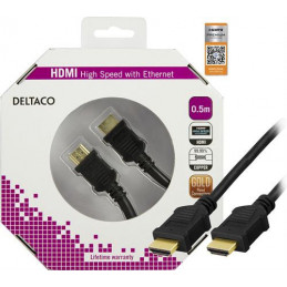 Deltaco HDMI-1005-K HDMI-kaapeli 0,5 m HDMI-tyyppi A (vakio) Musta