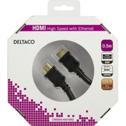 Deltaco HDMI-1005-K HDMI-kaapeli 0,5 m HDMI-tyyppi A (vakio) Musta