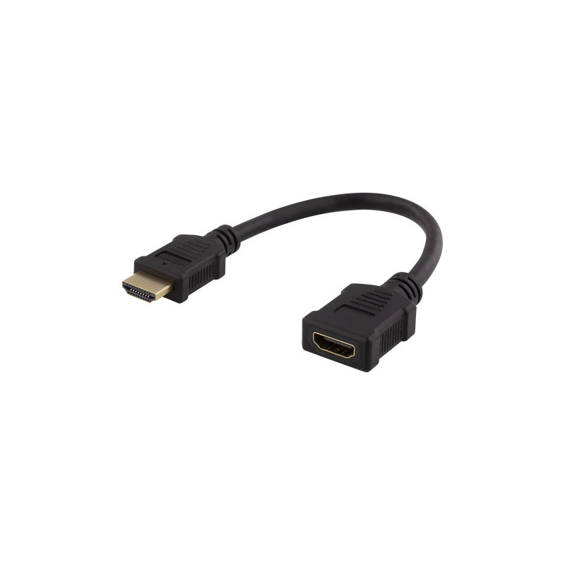 Deltaco HDMI-21F HDMI-kaapeli 0,2 m HDMI-tyyppi A (vakio) Musta