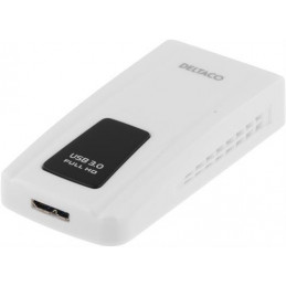 Deltaco USB3-DVI cable gender changer USB 3.0 Micro-B Valkoinen