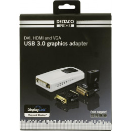 Deltaco USB3-DVI cable gender changer USB 3.0 Micro-B Valkoinen