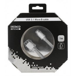 Deltaco USBC-1263 USB-kaapeli 1 m USB 3.2 Gen 1 (3.1 Gen 1) Micro-USB B Hopea
