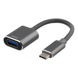 Deltaco USBC-1277 USB-kaapeli 0,11 m USB 3.2 Gen 1 (3.1 Gen 1) USB A Harmaa