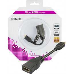 Deltaco HDMI-24B-K videokaapeli-adapteri 0,1 m micro HDMI Musta