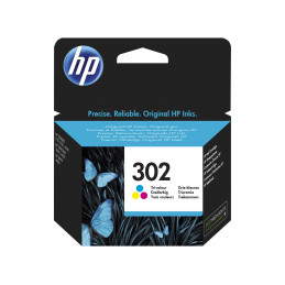 HP 302 Tri-color Original Ink Cartridge 1 kpl Alkuperäinen Perusvärintuotto Syaani, Magenta, Keltainen