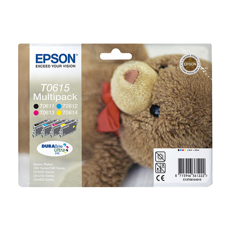 Epson Teddybear Monipakkaus, 4 väriä T0615 DURABrite Ultra -muste