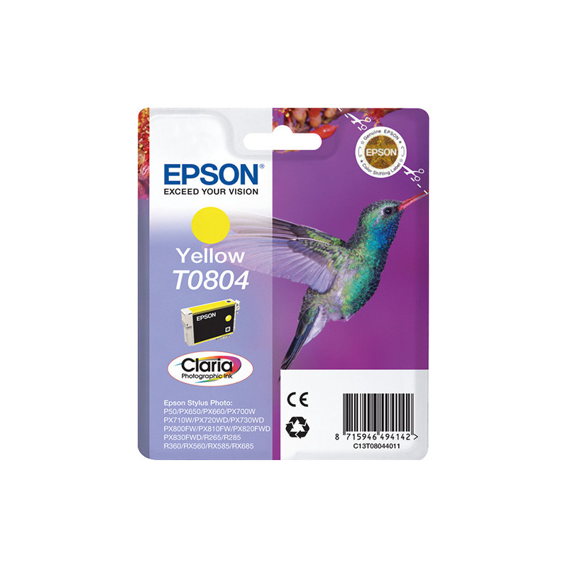 Epson Hummingbird Yksittäispakkaus, keltainen T0804 Claria Photographic -muste