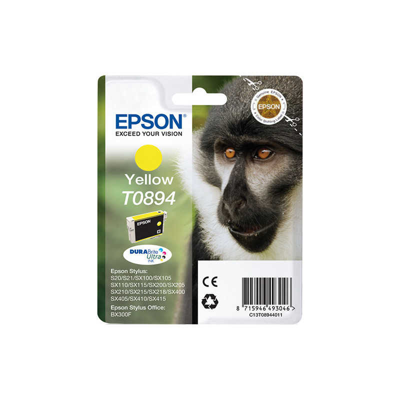 Epson Monkey Yksittäispakkaus, keltainen T0894 DURABrite Ultra -muste