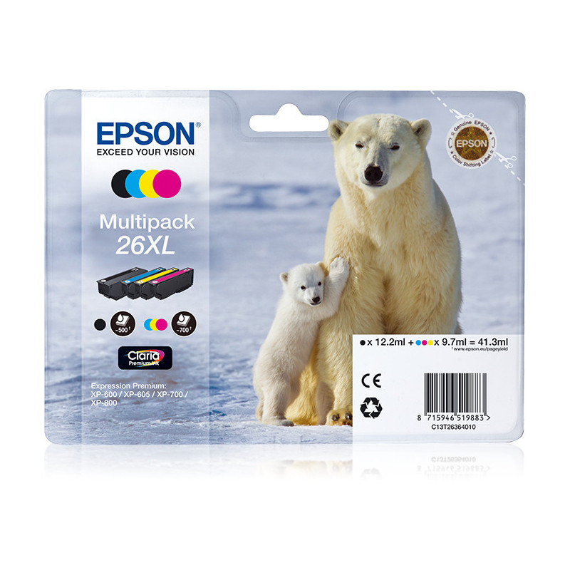 Epson Polar bear Monipakkaus, 4 väriä 26XL Claria Premium -muste