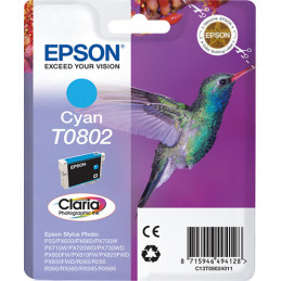 Epson Hummingbird Yksittäispakkaus, syaani T0802 Claria Photographic -muste