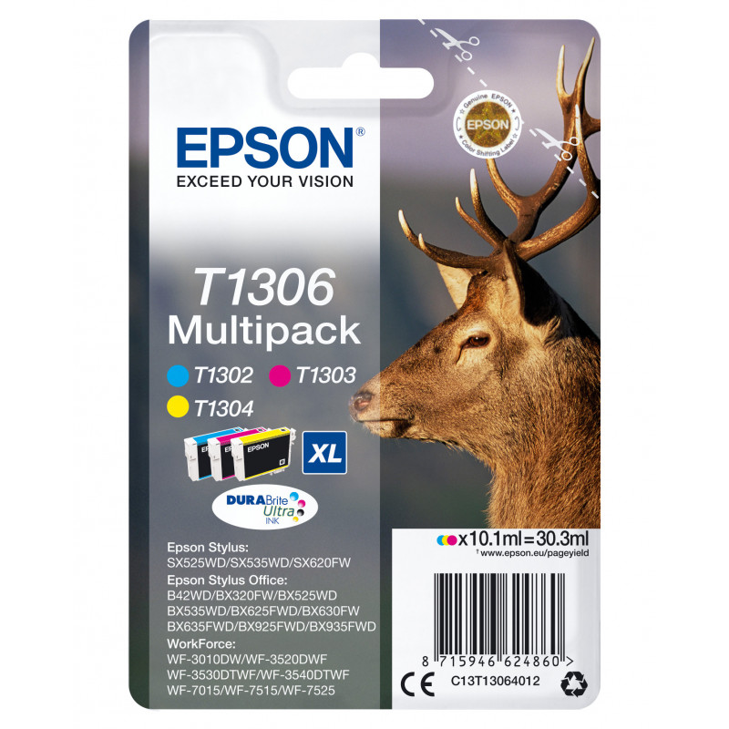 Epson Stag Monipakkaus, 3 väriä T1306 DURABrite Ultra -muste