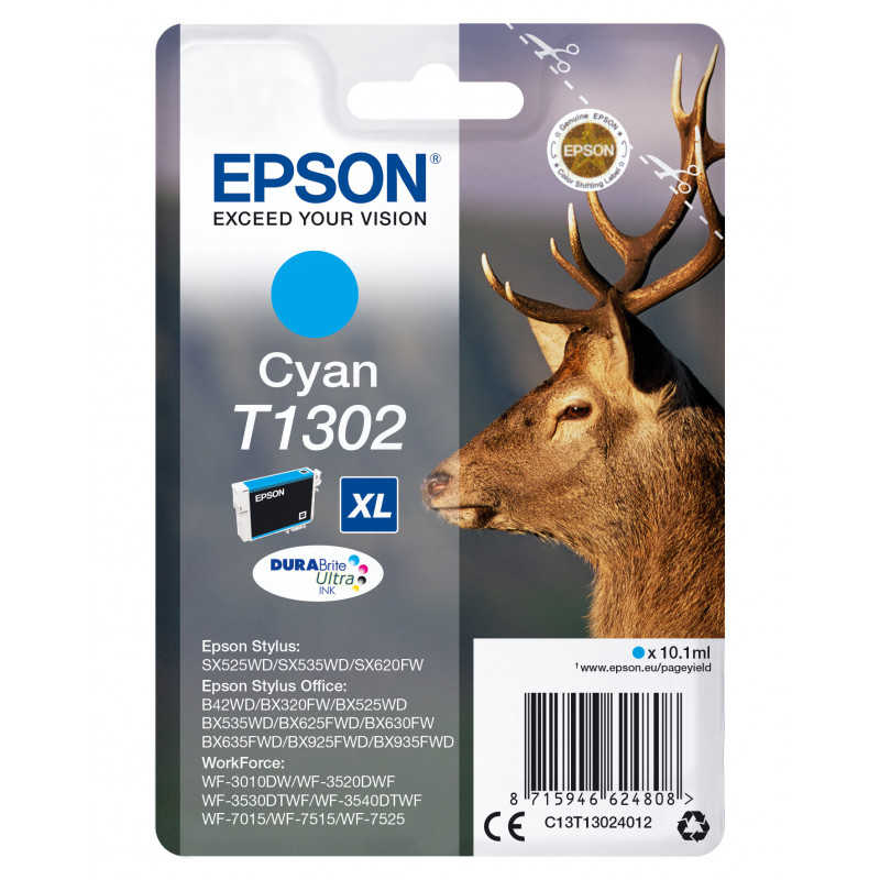 Epson Stag Yksittäispakkaus, syaani T1302 DURABrite Ultra -muste