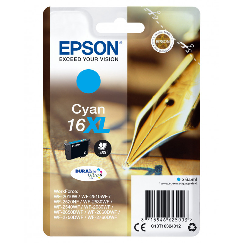 Epson Pen and crossword Yksittäispakkaus, syaani 16XL DURABrite Ultra -muste
