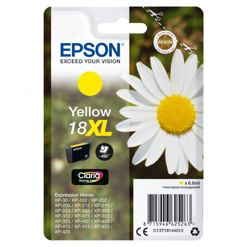 Epson Daisy Yksittäispakkaus, keltainen 18XL Claria Home -muste