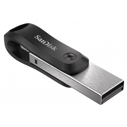 SanDisk iXpand USB-muisti 64 GB USB Type-A   Lightning 3.2 Gen 2 (3.1 Gen 2) Musta, Hopea