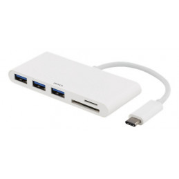 Deltaco USBC-HUB keskitin USB 2.0 Type-C Valkoinen