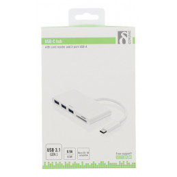 Deltaco USBC-HUB keskitin USB 2.0 Type-C Valkoinen