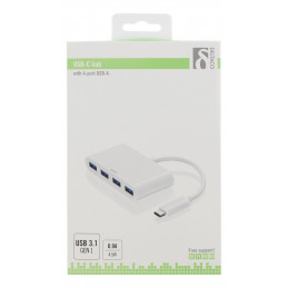 Deltaco USBC-HUB1 keskitin USB 3.2 Gen 1 (3.1 Gen 1) Type-C 5000 Mbit s Valkoinen