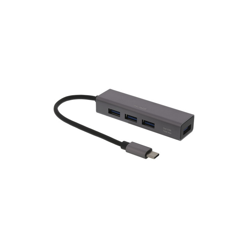 Deltaco USBC-HUB11 keskitin USB 2.0 Type-C 5000 Mbit s Harmaa