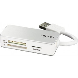 Deltaco UCR-147 kortinlukija USB 3.2 Gen 1 (3.1 Gen 1) Type-A Hopea, Valkoinen