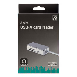 Deltaco UCR-147 kortinlukija USB 3.2 Gen 1 (3.1 Gen 1) Type-A Hopea, Valkoinen