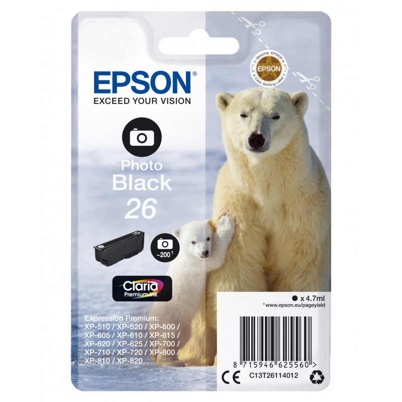 Epson Polar bear Yksittäispakkaus, valokuvamusta 26 Claria Premium -muste