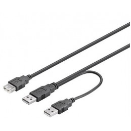 Deltaco USB2-16 USB-kaapeli 0,3 m USB 2.0 2 x USB A USB A Musta