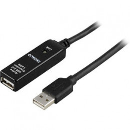 Deltaco USB 2.0 Extension Cable, 20m USB-kaapeli USB A Musta