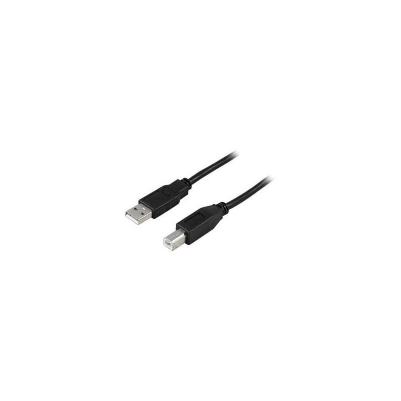 Deltaco USB 2.0 Cable A B, 2m USB-kaapeli USB A USB B Musta