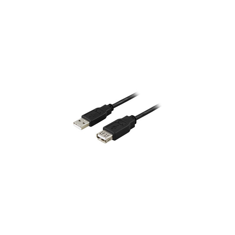 Deltaco USB 2.0 Cable A A, 2m USB-kaapeli USB A Musta